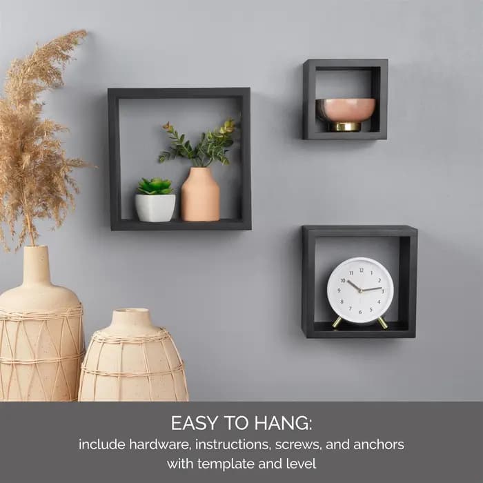 Étagères cubes en bois pour décoration murale