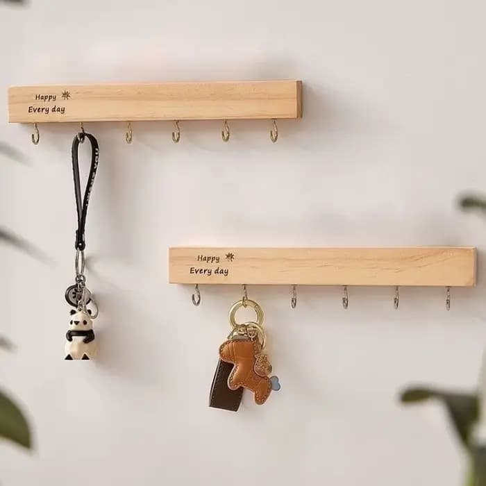 Stockage de clés mural pour entrée-support à crochets percés en bois massif