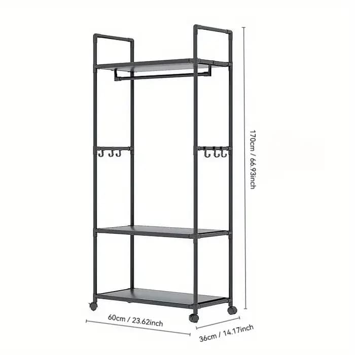 Support de rangement pour vêtements avec roulettes