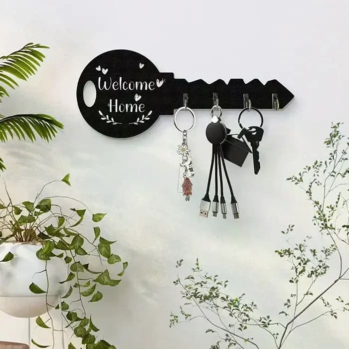Clé créative cadre en bois organisateur de rangement mural moderne crochet