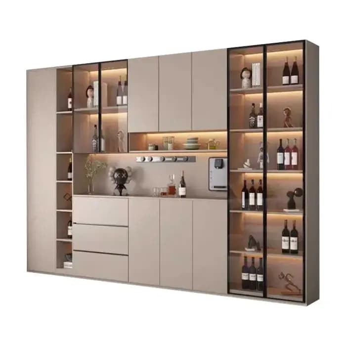 Buffet autoportant avec portes en verre et portes de proximité