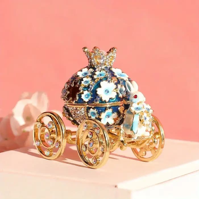 Boîte à bijoux en forme de lapin en fleurs de cerisier rose, 1 pièce, boîte en alliage artisanal en