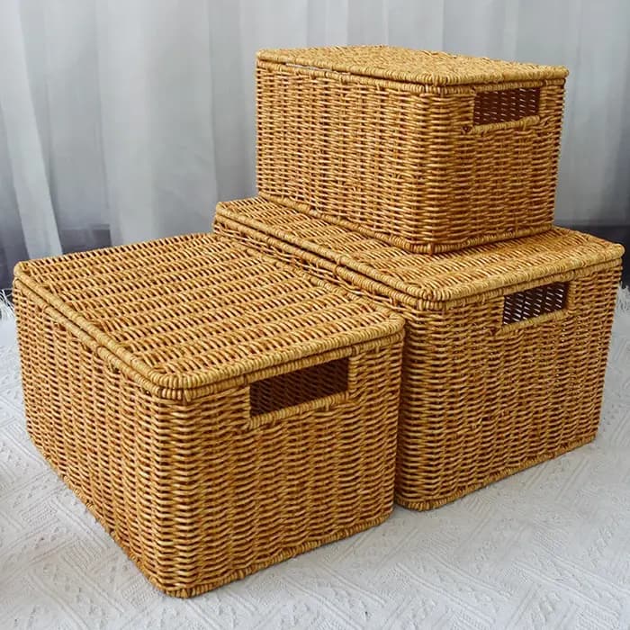 Boîte de rangement surdimensionnée tissée en rotin