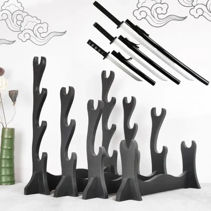 Étagère à 3 Niveaux en Bois pour Épée de Katana
