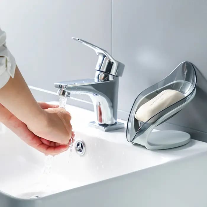 Support à Savon en Forme de Feuille Antidérapant avec Drainage