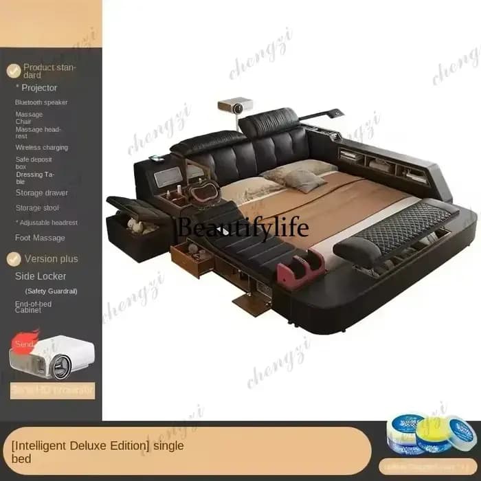Lit double king size A182 noir avec tiroirs de rangement
