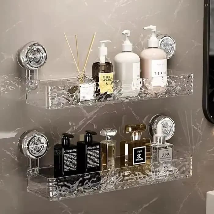 Étagère de rangement à ventouse ondulée pour salle de bain