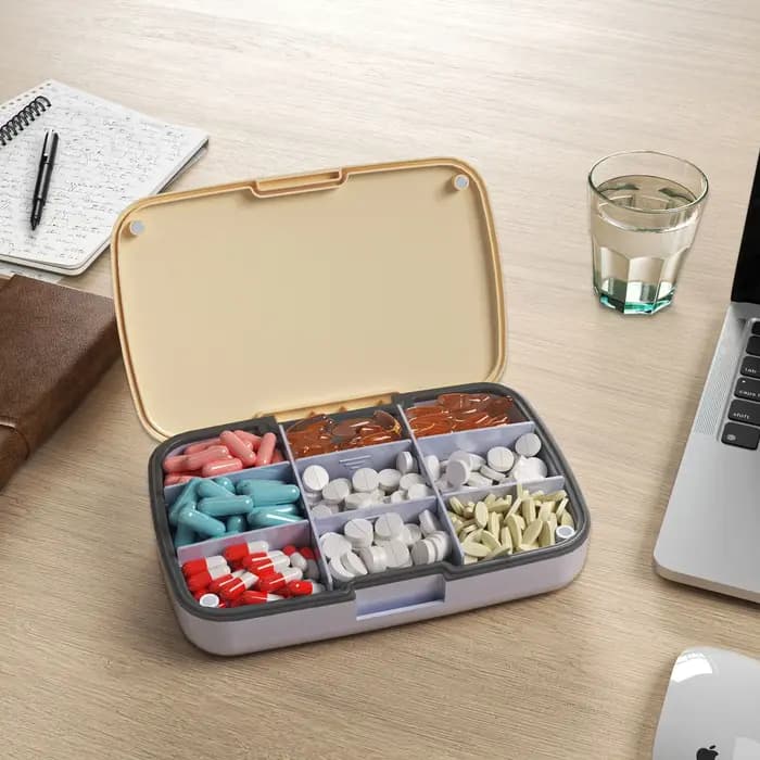 Boîte de rangement magnétique à couvercle avec 9 compartiments