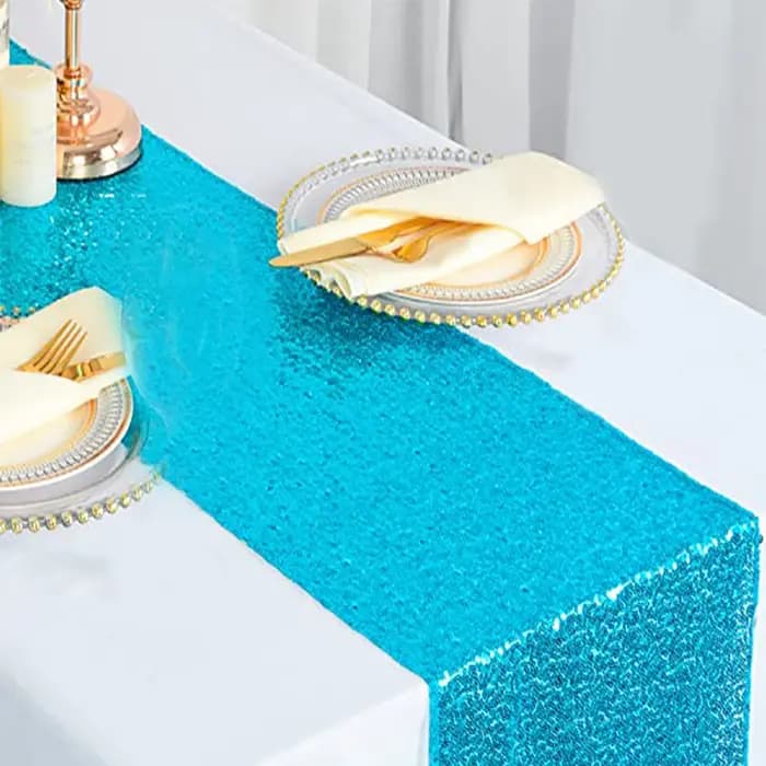 Chemin de table à sequins 180x30 cm / 12x72 pouces pour mariage