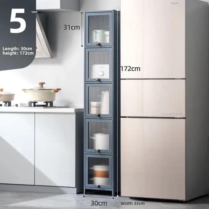 Meuble de rangement pour espaces étroits de cuisine, armoire de rangement multi-niveaux du sol au pl