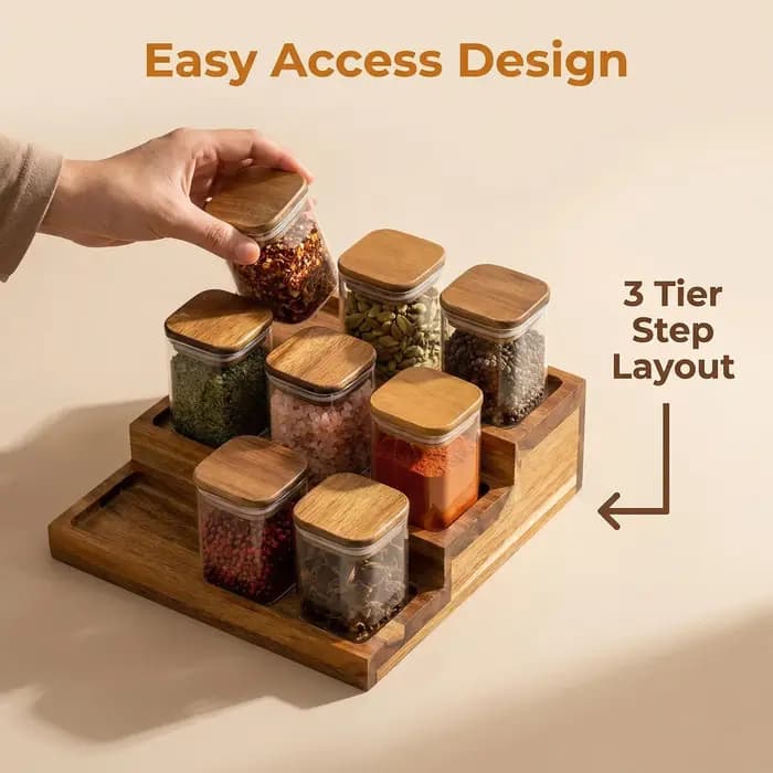 Étagère à Épices en Bois d'Acacia pour Comptoir - Plateau
