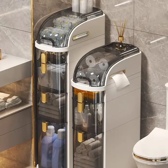Armoire de rangement de salle de bain mince-armoire latérale compacte avec organisateur de toilette de type tiroir