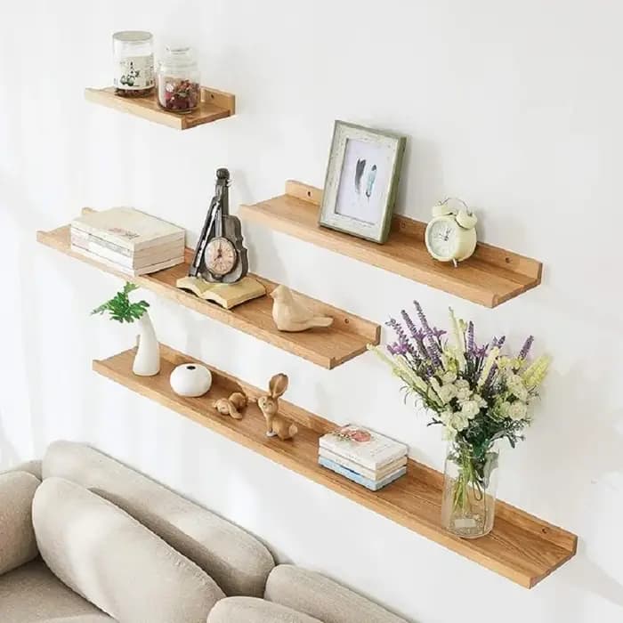 Étagères flottantes en bois pour chambre à coucher, salon, salle de bains, cuisine, décoration de maison, support de rangement mural pour Photos et livres, présentoir