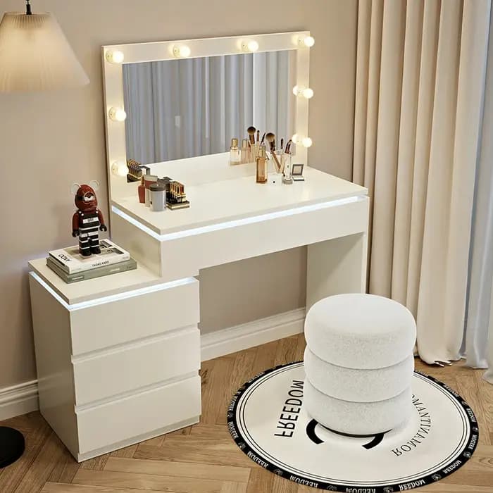 Tiroir organisateur coiffeuse en bois filles italien Simple rangement coiffeuse blanc maquillage Mov