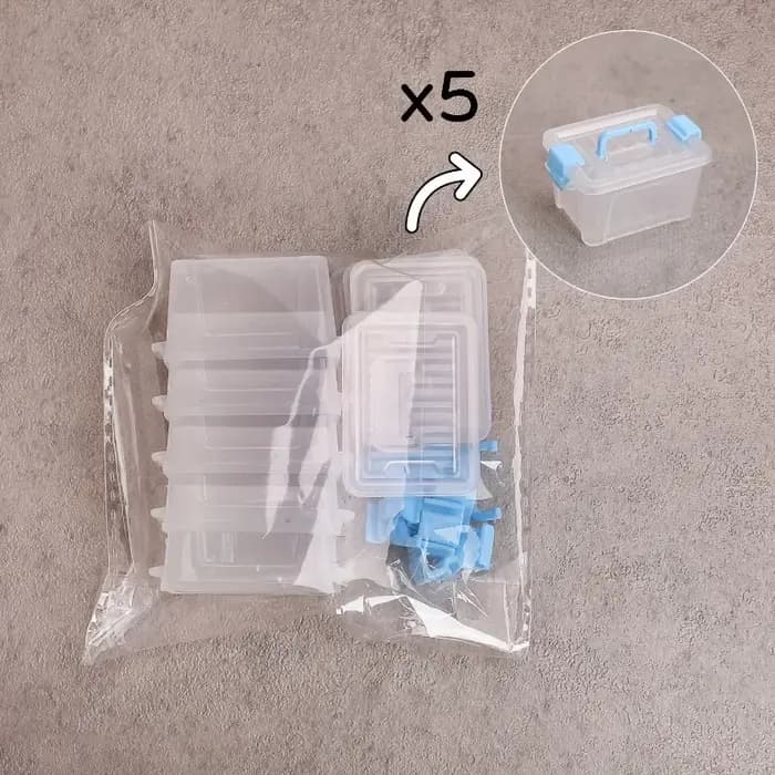 5 Mini valise boîtes de rangement transparentes