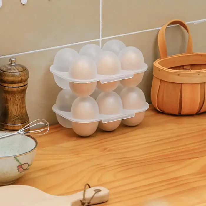 Boîte à œufs transparente réutilisable à 6 compartiments avec distributeur d'œufs