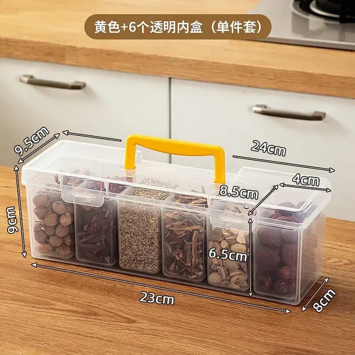 Boîte de rangement transparente grande capacité pour épices avec poignée