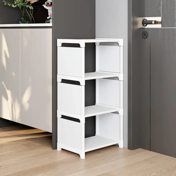 Étagère à chaussures métallique superposable sans outils, organisateur pratique pour l'entrée de la