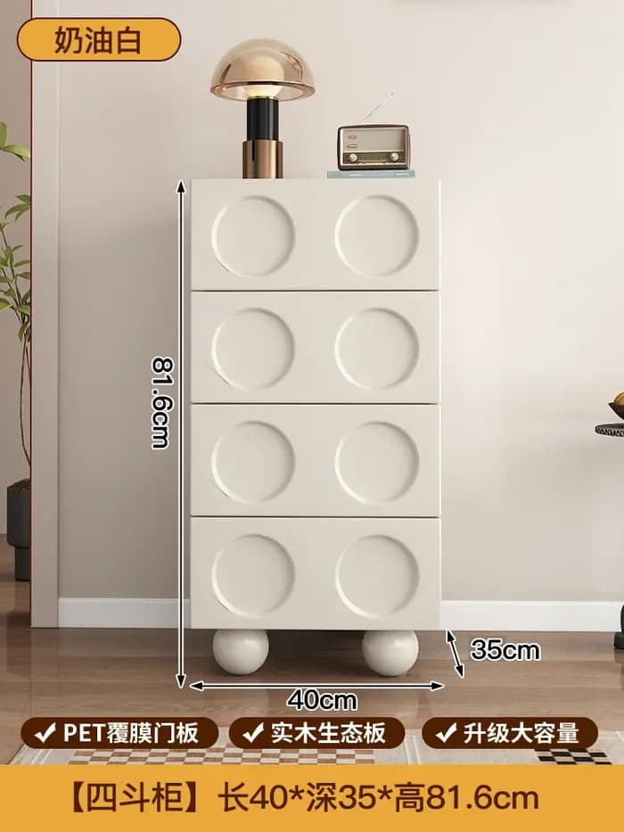 Armoire de rangement de petites pièces Kawaii, étanche à l'eau pour filles, meuble à tiroirs blanc s