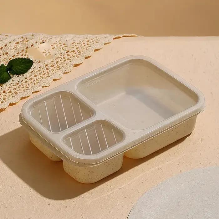 Boîte à lunch réutilisable à 3 compartiments, boîte à bento synchronisée, stockage des aliments au b