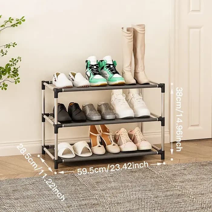 Mn Shoe-Étagère à chaussures simple en métal T1, support peu encombrant, noir, salon