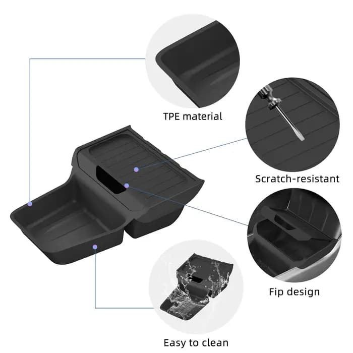 Smabee pour Tesla Model Y Juniper RWD Standard 2026 2025 – Boîte de rangement centrale inférieure en TPE