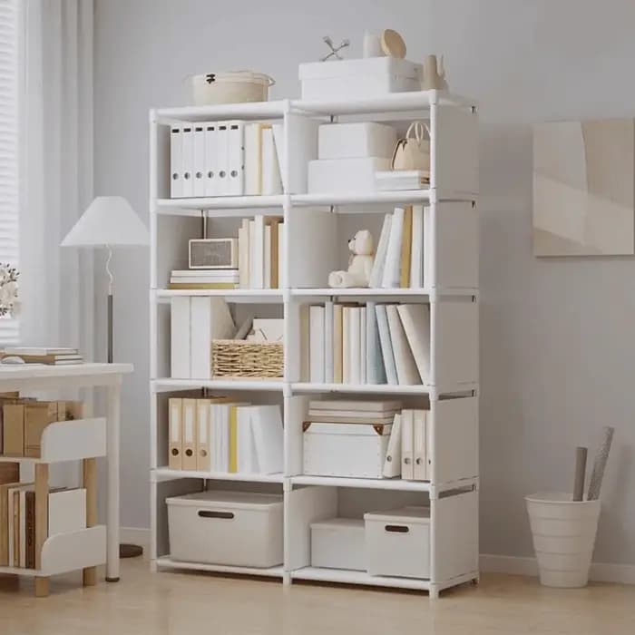 Étagère à livres à 5/6 niveaux, portable, grande capacité, organisateur de rangement pour articles divers, support multifonctionnel, organisateur de rangement en cubes durable