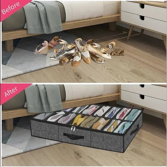 Boîte de rangement pour chaussures avec poignées renforcées pour sous le lit