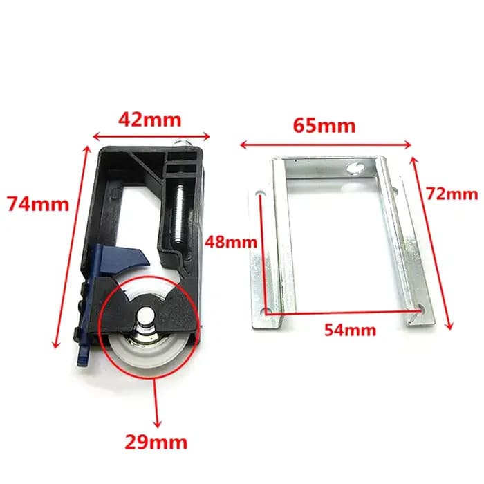 Kit de roulettes/guides de porte coulissante pour armoire, roulettes supérieures/inférieures, montage latéral, poulie coulissante suspendue, roue ouverte pour armoire