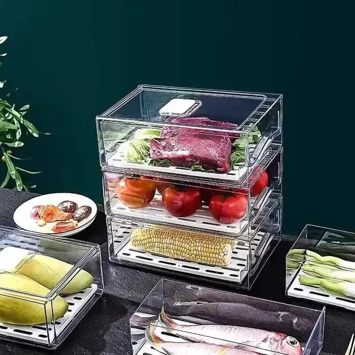 Boîte de rangement pour réfrigérateur de cuisine, type tiroir, boîte de conservation fraîche, œufs de qualité alimentaire, viande, aliments congelés, finition