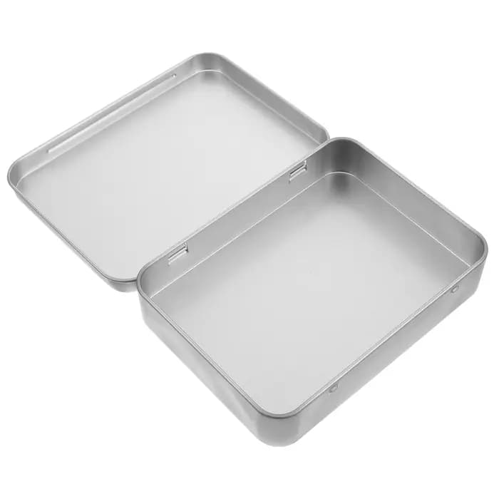 Boîte en fer blanc rectangulaire robuste avec couvercle