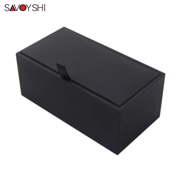 SAVOYSHI boîte à bijoux noire nouveau petit paquet de matériaux en papier similicuir boutons de manchette boîte-cadeau personnalisation