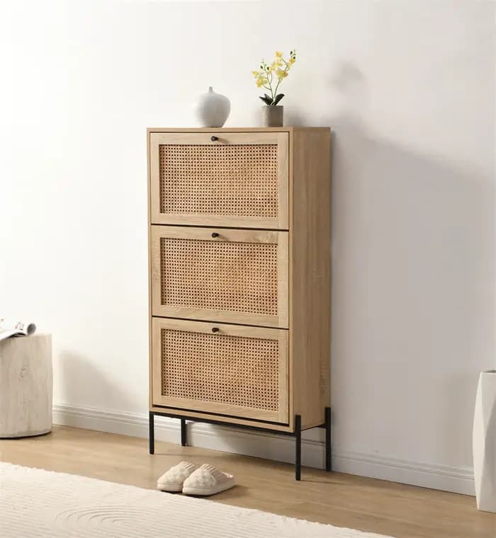 Armoire à chaussures et étagère de salon en bois moderne de taille personnalisée avec conception peu encombrante pour