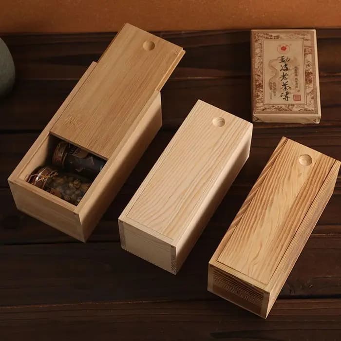 Boîte de rangement artisanale en bois naturel durable avec couvercle