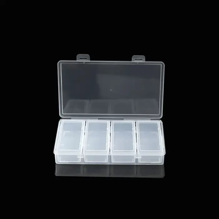 Boîte de rangement en plastique transparent avec 4 séparateurs réglables - Conteneur pour fournitures d'artisanat et de couture avec compartiments amovibles