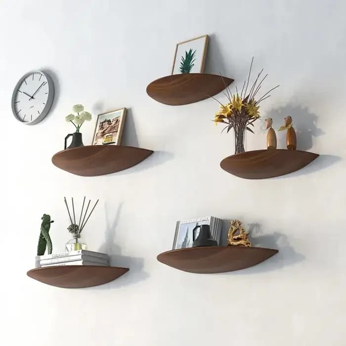 Étagère murale en bois demi-cercle, présentoir de projecteur suspendu au fond, Suspension, décoration de la maison, Organization de stockage
