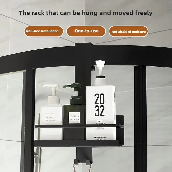 Étagère de douche à 1/2 niveaux en acier inoxydable avec paniers suspendus pour shampoing/savon