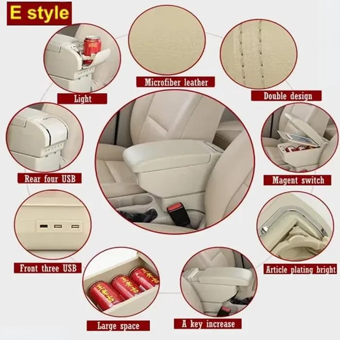 Pour Ford Fiesta 2009-2017, boîte d'accoudoir, boîte de rangement centrale, console centrale avec porte-gobelets 2009 2010 2011 2012 2013 2014 2015 2016
