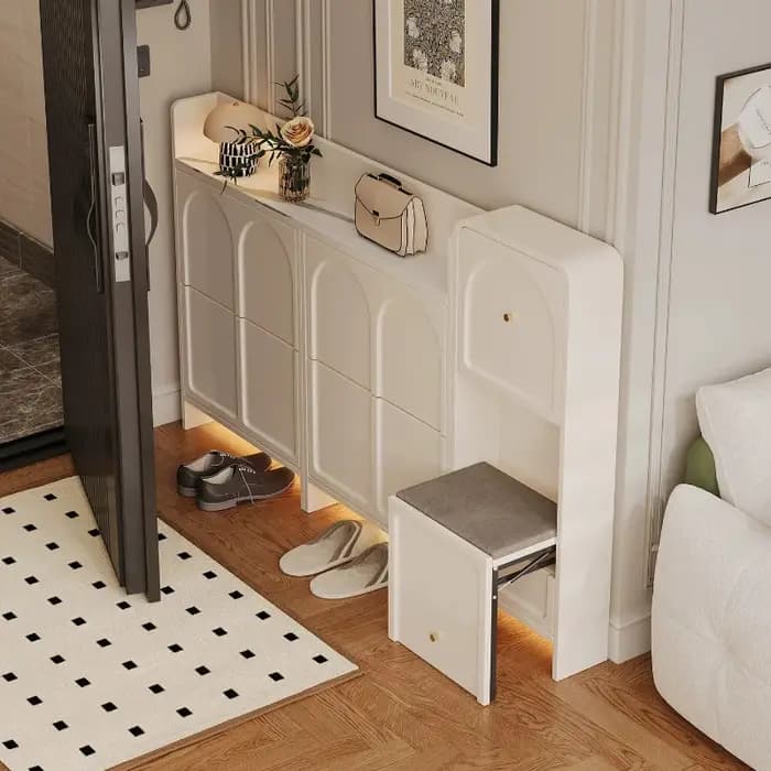 Meuble à chaussures de luxe commercial avec assise