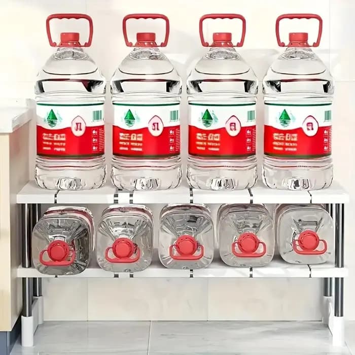 Étagère de rangement réglable sous l'évier en acier inoxydable