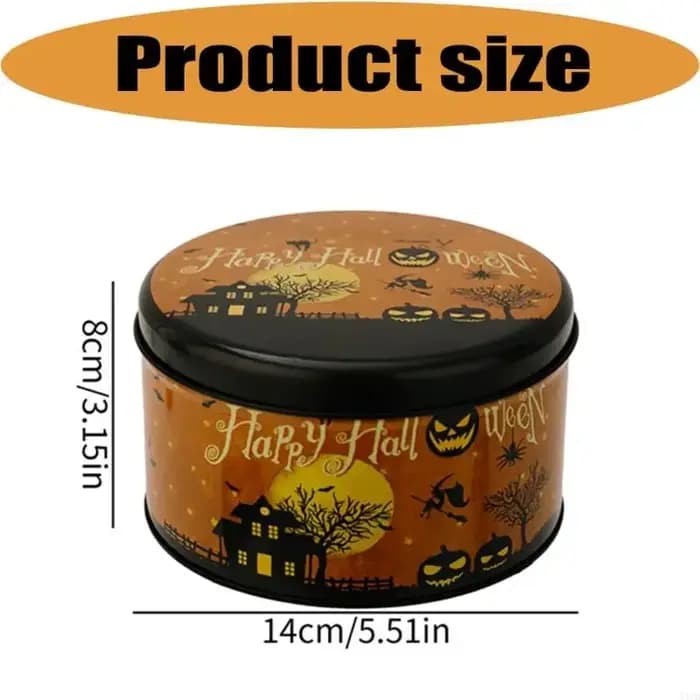 Boîte ronde en métal d'halloween pour le rangement bureau Design rétro 37JD
