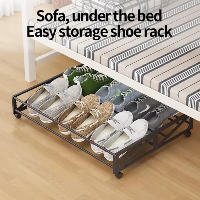 Boîte à chaussures multifonctionnelle avec roulettes, boîte à chaussures rectangulaire/support de rangement pour chaussures, idéale pour le rangement sous le lit, sous le bureau, sous le canapé, sous