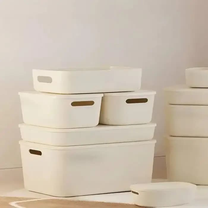 Boîte de rangement hermétique de style Ins avec couvercle – Organisateur anti-poussière pour cosmétiques