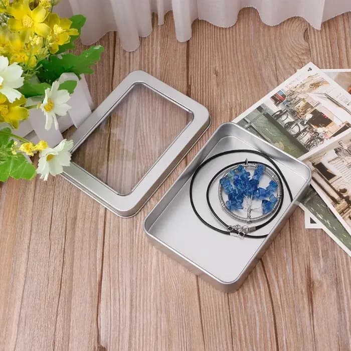 Boîte rangement en fer blanc avec fenêtre transparente