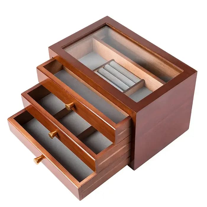Boîte à Bijoux en Bois Multifonctionnelle de Style MELStyle Rétro