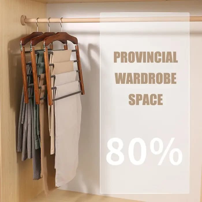 Porte-pantalons multifonctionnel en bois massif