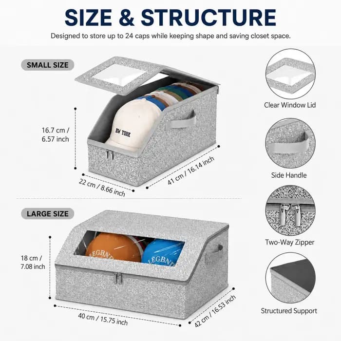 Boîte de rangement pour casquettes de baseball