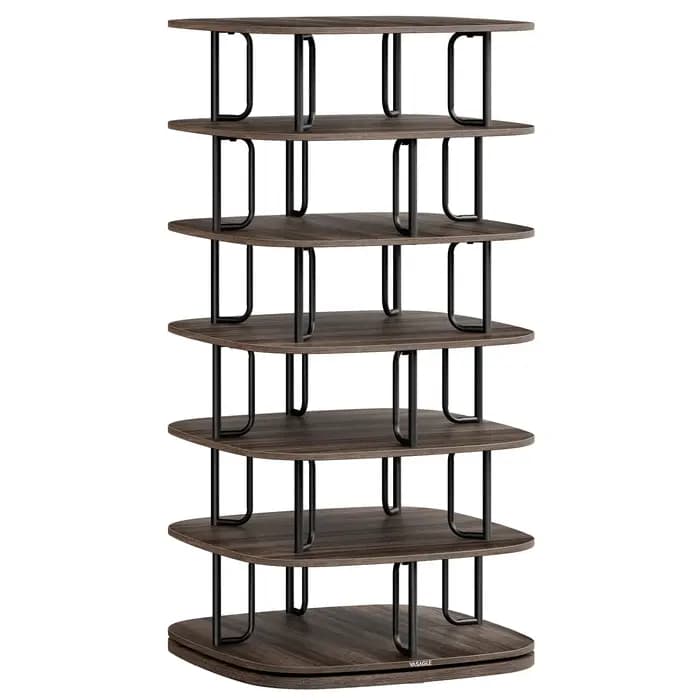 Armoire à chaussures tournante à 7 niveaux, présentoir autoportant, tour à chaussures rotative à 360