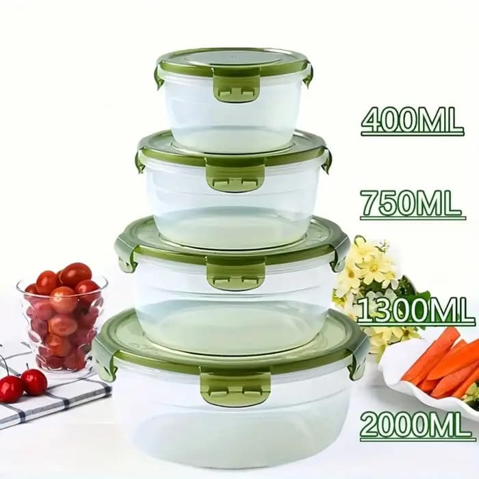 8 pièces/ensemble (4 conteneurs + 4 couvercles scellés)-boîte de rangement de légumes et de fruits d