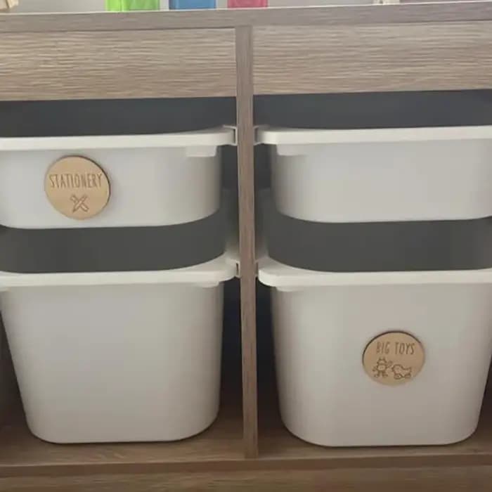 Étiquettes de rangement en bois pour salle de jeux